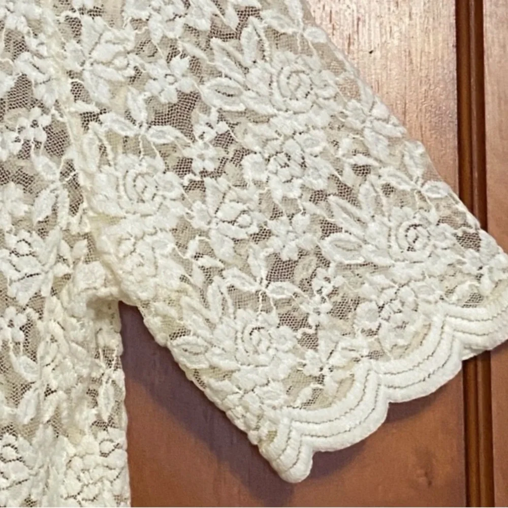 Connected Apparel XL Warm‎ Ivory Floral Lace Scalloped Shrug Fairycore Boho